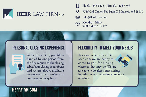 Real Estate Closing informational flyer - front